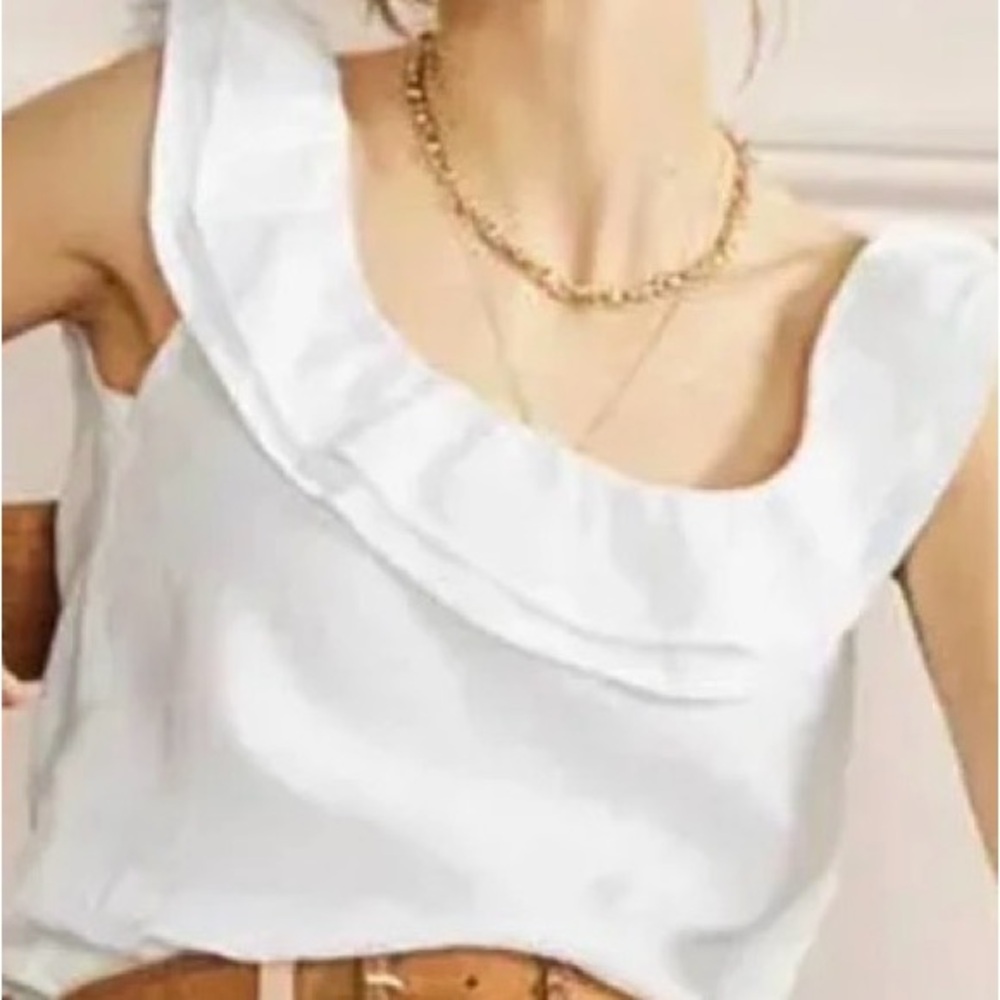Boden White Ruffle Blouse
